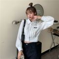 Spring and Autumn New Korean Style Loose Design POLO Young Couple Clothes Long Sleeve Shirt Top Female Student Fashion.