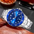 Men Business Casual Green Dial Watches / Stainless Steel Luminous Chronograph Quartz Watch / Luxury Simple Wristwatches.