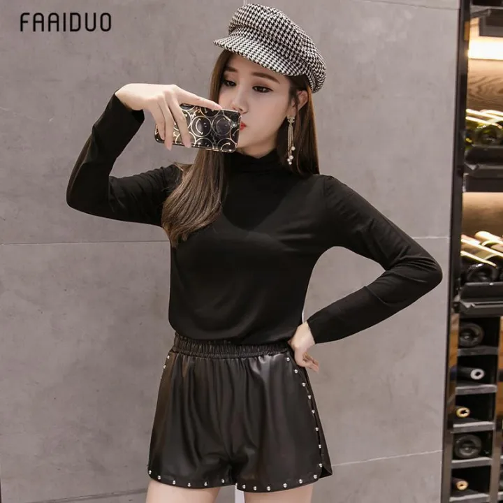 Modal%20T%20T-shirt%20Women's%20Long%20Sleeve%20Half%20Turtleneck%20Bottoming%20Shirt%20New%20Solid%20Color%20Slim%20Fit%20Show%20Thin%20Black%20Thin%20Top%20-%20Image%203