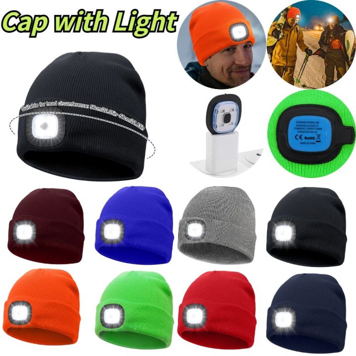 Daraz Stocking Cap With Light LED Beanie Hat Hands Free Headlamp