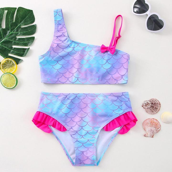 2022 New Girls Swimsuit Mermaid Two Piece Children's Swimsuit Ruffle Swimsuit For Girl Bathing Suit Mermaid Swimwear Girls