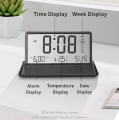 LCD Digital Alarm Clock Transparent Date Week Temperature Display.