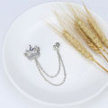 Crown Brooch Korean British Style Chain Crown Brooch Suit Tassel Chain Lapel Pin Badge Retro Men Accessories Wedding Banquet.