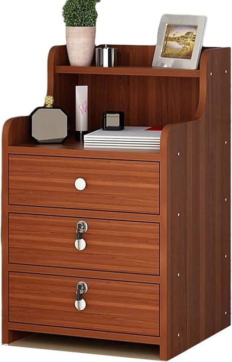 Simple%203%20Drawer%20High%20Bedside%20Table,%20Bedroom%20Bedside%20Table%20Coffee%20Table%20with%20Lock%20Cabinet%20with%20Open%20Shelf%20And%20Lock%20Drawer%2030X16%20Inches%20-%20Image%202