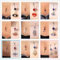 Bohemia Hamsa Hand Dangle Navel Ring Surgical Steel Turkish Lucky Blue Eye Belly Button Ring Piercing Ombligo Body Jewelry. 