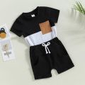 Baby Boy Summer Short Sleeve T-shirt Tee Shorts 2 Pcs Outfits Set used children baby comfortable T-shirt and pant (.