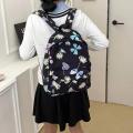 Nylon School Backpack Butterfly Teens School Bag for Girls Backpack Women Bookbags Student Schoolbag Large Black Cute Bagpack.