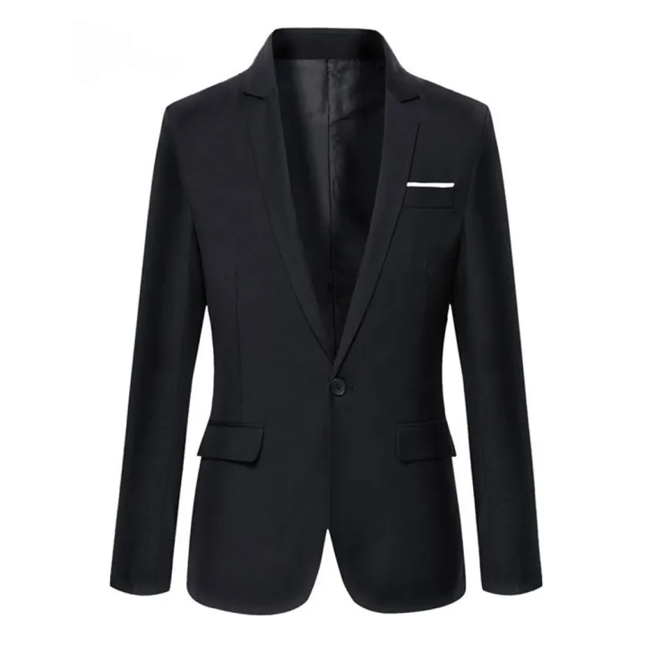 Men Fashion Slim Fit Formal One Button Suit Blazer Coat Jacket Outwear Tops