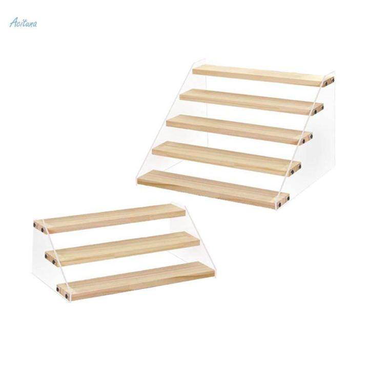 Multi-use Three Layer Clear Display Rack Makeup Dolls Ladder Riser Stand