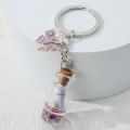 Sea Keychain Shell Starfish Conch Moving Liquid Drift Bottle Key Ring Wishing Key Chains Friendship Gifts Handmade Jewelry.