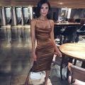 Dulzura neon satin lace up women long midi dress bodycon backless elegant party club clothes summer dinner outfit.