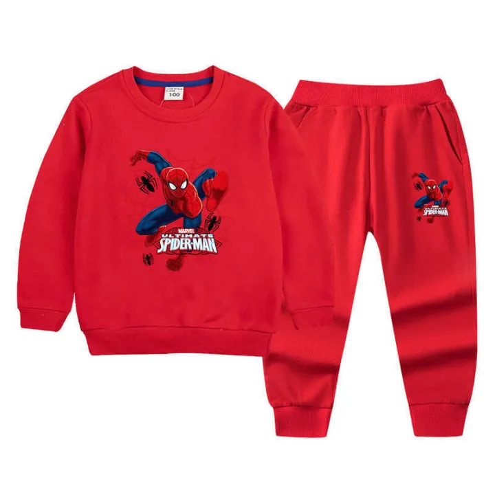Spider%20Man%20clothing%20children's%20pure%20cotton%20hoodie%20set%20boys'%20autumn%20handsome%20long%20sleeved%20top%20and%20pants%20two%20piece%20set%20-%20Image%204