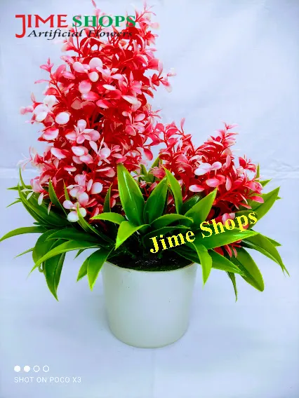 Double%20Head%20Artificial%20Colorful%20Flower%20With%20Green%20Leaves%20In%20Plastic%20Vases-28Cm/11Inc%20-%20%20Home%20Decoration%20Item%20-%20Image%202