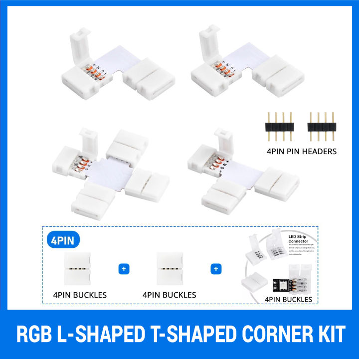 4-Pin RGB SMD5050 SMD2835 Strip Light Connector 10mm 8mm unwired Gapless Solderless Adapter Terminal Extension