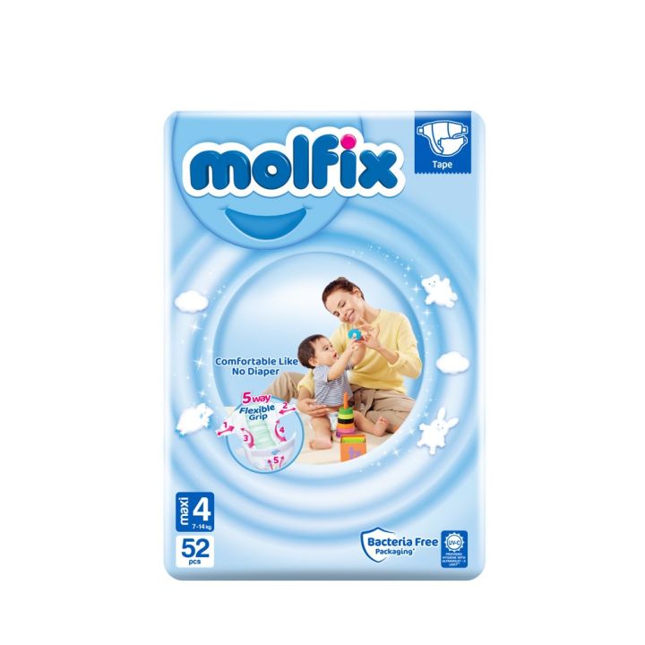 Molfix Baby Diaper Belt 4 Maxi 52pcs Pack, Turkey