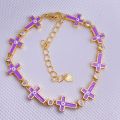 【Daily Necessities For Anyone Store】Greek Evil Eye Cross Charms Copper Zircon Enamel Colorful Chain For Women Plated Fashion Jewelry Statment.