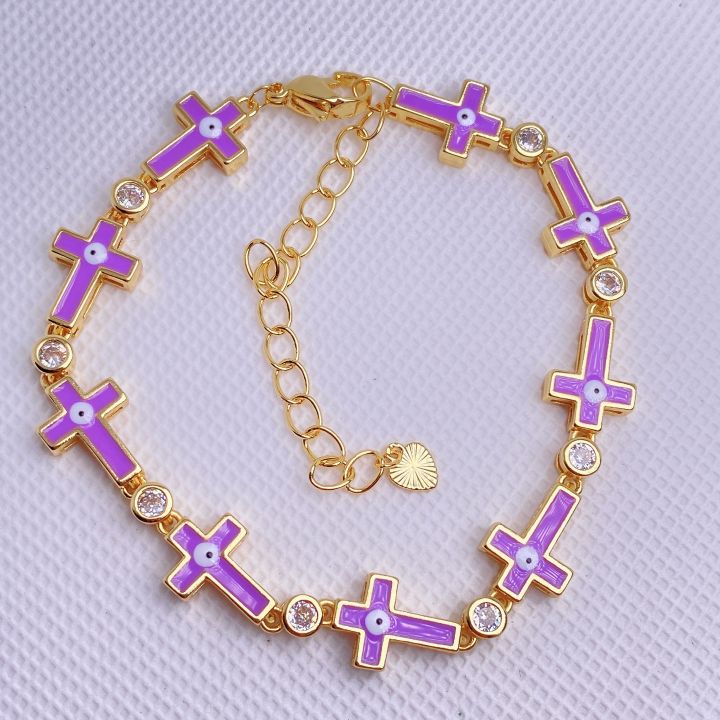 %E3%80%90Daily%20Necessities%20For%20Anyone%20Store%E3%80%91Greek%20Evil%20Eye%20Cross%20Charms%20Copper%20Zircon%20Enamel%20Colorful%20Chain%20For%20Women%20Plated%20Fashion%20Jewelry%20Statment%20-%20Image%204