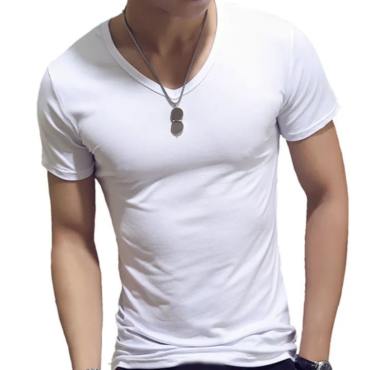 Top%20Tees%20Man%20T-Shirt%20Fitness%20T-shirts%20Mens%20V-Neck%20Man%20T-shirt%20For%20Male%20T-shirts%20Summer%20Casual%20Gym%20Solid%20Color%20Tops%20-%20Image%204