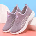 2024 spring new women's shoes light soft soles casual single shoes one foot slip shoes for middle-aged and elderly mothers comfortable walking shoes. 