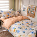 insBed Sheet Four-Piece Cartoon Amusement Park Non-Slip Bed Sheet Double Quilt Cover Student Dorm Bedding.