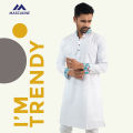 Semi Fit Casual Panjabi- White. 