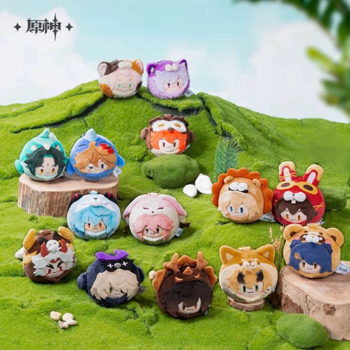 Anime Plush Doll Game Genshin Impact Cosplay Teyvat Zoo Theme Cartoon Round Toys Halloween Props Kids Gift Miko Thoma Fischl