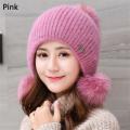 Student Women Knit Hat Winter Warm Hairball Caps Plush Hats Beanies Wool Hat. 