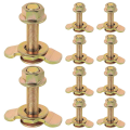 L Track Threaded Stud Fittings L-Track Threaded Double Stud Lug Fitting Tie Down, Used with L Track Rails Durable Easy Install Easy to Use , Gold.