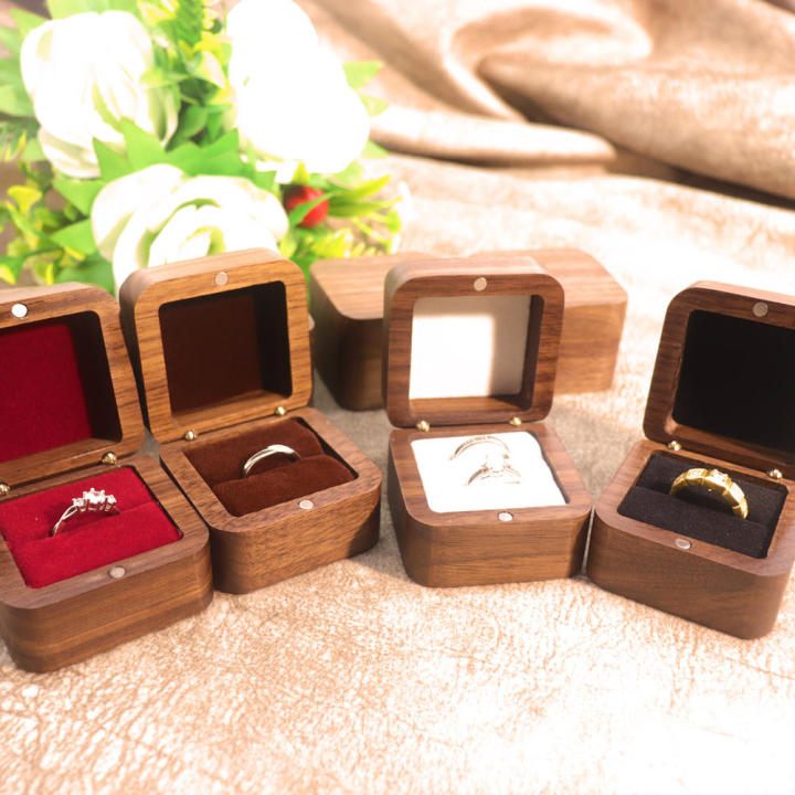Wooden Ring Box Elegant Personalized Engraved Wedding Box Compact Handcrafted Engagement Box for Wedding Ceremony Engagement