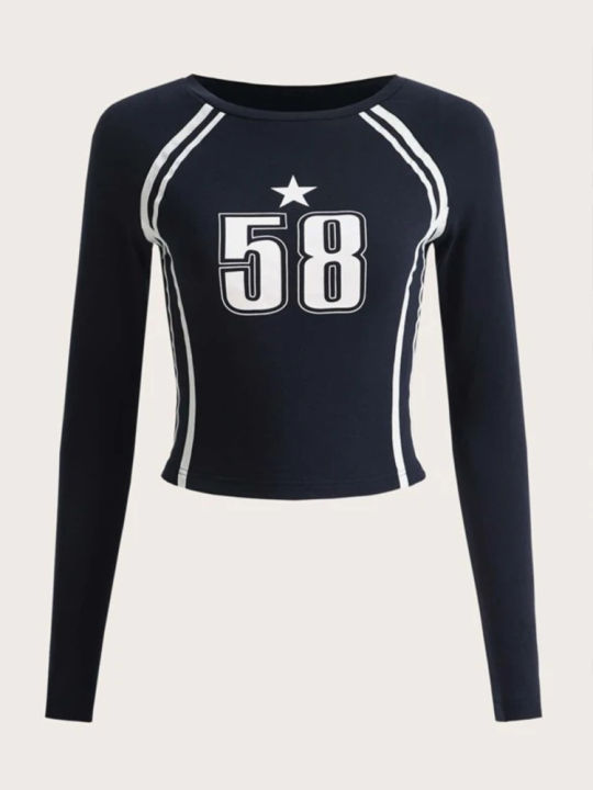 Gothic%20Women's%20Long%20sleeved%20Open%20Umbilical%20Dress%20Letter%20Printing%20Casual%20Korean%20Women's%20Top%20Y2k%20Clothing%20EMO%20-%20Image%204