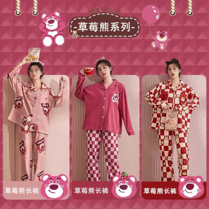 Strawberry%20Bear%20Pajamas%20Women's%20Spring%20and%20Autumn%20Sweet%20Cute%20Trousers%20Suit%20Student%20plus%20Size%20Nightdress%20Can%20Be%20Outerwear%20Homewear%20-%20Image%207