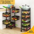 5 Layers square shape Kitchen Rotating Shelf 360 Degree Baskets Fruit Vegetable Storage Rack .. 