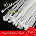 100pcs/bag cable tie Self-locking plastic nylon tie White Organiser Fasten Cable Wire Cable Zip Ties. 
