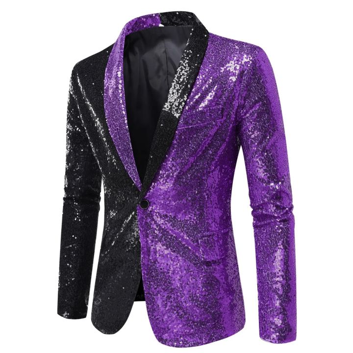 Mens%20Black%20Silver%20Sequins%20Tuxedo%20Blazers%20Stylish%20Shiny%20Shawl%20Lapel%20One%20Button%20Blazer%20Suit%20Jacket%20Men%20Disco%20Party%20Stage%20Costume%20-%20Image%202
