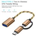2 In 1 Type-C Micro USB To USB 3.0 Interface OTG Adapter Cable.