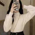 Women's Turtleneck Sweater Autumn and Winter New Korean Style Puff Sleeve Loose Inner Wear Bottoming Sweater. 