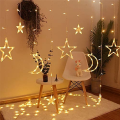 1Set 3.5M Decorative Starry String Curtain Ramadan Lights Moons and Stars LED Night Light Ramadan Decorations for Ramadan Home Decoration Party. 