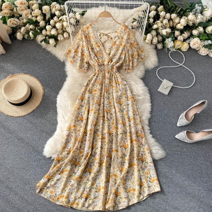 elegant midi dress korean Korean Style Tiered Relaxed Midi Dress – MyDearCloset main image 1