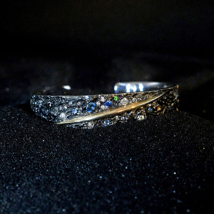Original%20handmade%20sterling%20silver%20van%20gogh%20starry%20sky%20bracelet%20blue%20baby%20stone%20diamond%20birthday%20gift%20for%20girlfriend%20to%20boyfriend%20-%20Image%202