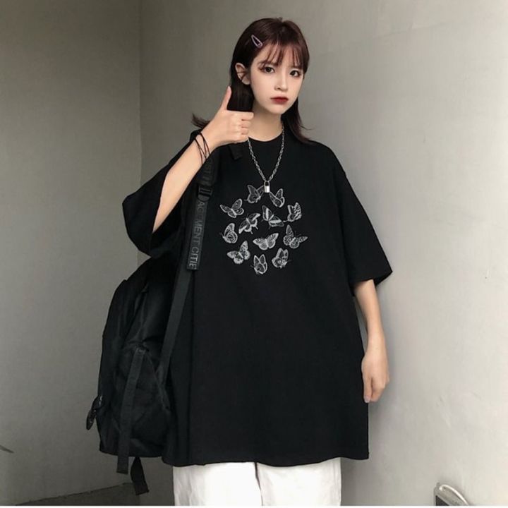 Cute%20Women%20T%20Shirt%20Oversized%20Utterfly%20Print%20Harajuku%20Kawaii%20Gothic%20Y2K%20Black%20Vintage%20Short%20Sleeve%20T-shirt%20Casual%20Aesthetic%20Tops%20-%20Image%206