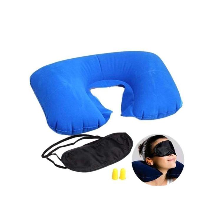 (3 In 1) Travel Selection Blue Neck Pillow