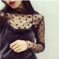 【Value Bundle】 Fashion See-Through Lace T Shirt Long Sleeve Mesh Fishnet Mesh Ladies Tops Turtleneck Blouses Transparent T-shirt Undershirt. 
