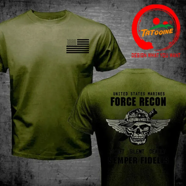 USMC T-shirt US Marines Semper Fidelis Devil Dog Force Recon T Shirt Men Cotton Tees Tops Streetwear Harajuku Tee Shirt