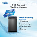 Haier 8 KG Top Loading Washing Machine/Air Dry/Fresh Air System/Near Zero Water Pressure/NZP with Free delivery & Installation (HWM80-1269S6). 