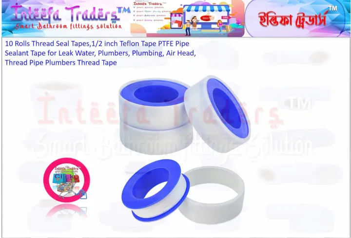 10%20Rolls%20Thread%20Seal%20Tapes,1/2%20inch%20Teflon%20Tape%20PTFE%20Pipe%20Sealant%20Tape%20for%20Leak%20Water,%20Plumbers,%20Plumbing,%20Air%20Head,%20Thread%20Pipe%20Plumbers%20Thread%20Tape%20-%20Image%205