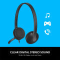 Logitech H340 Wired Headset, Stereo Headphones with Noise-Cancelling Microphone, USB, PC/Mac/Laptop - Black. 