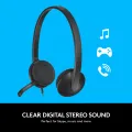 Logitech H340 Wired Headset, Stereo Headphones with Noise-Cancelling Microphone, USB, PC/Mac/Laptop - Black.