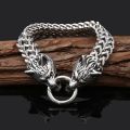 Norse mythology virgin wolf head stainless steel bracelet men's ring handmade hand accessories wholesale dropshipping.