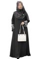 Embrace the elegant design embroidery work on hand maymuna borka without hijab. 