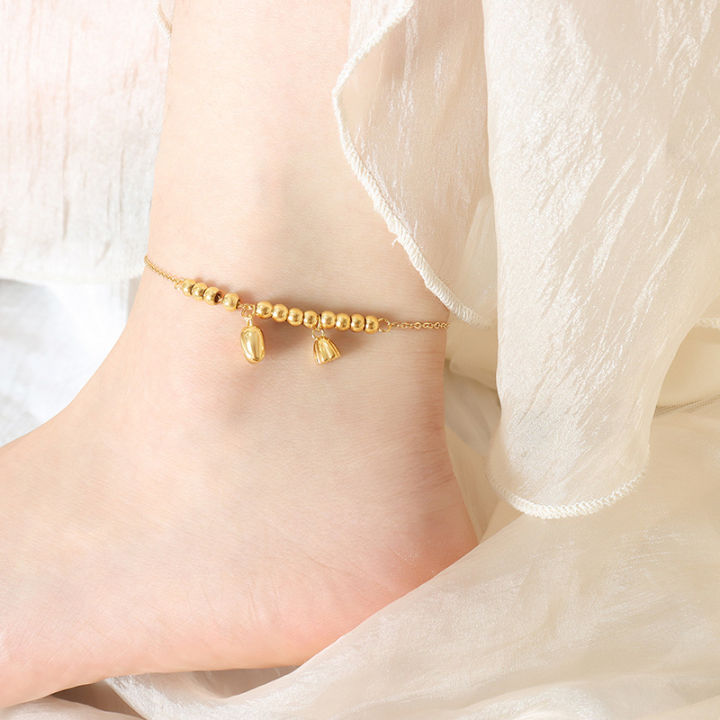New%20Chinese%20style%20hot%20selling%20personalized%20fashion%20lotus%20lotus%20pendant%20titanium%20steel%20beaded%20anklet%2018k%20gold%20plated%20foot%20jewelry%20women's%20jewelry%20-%20Image%206